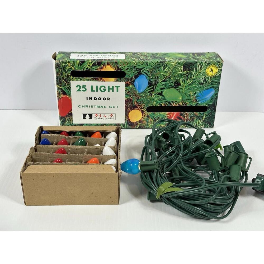 Vintage 25 Indoor Multicolored Christmas Light ACLA‎ Boston Ma Missing 5 Bulbs